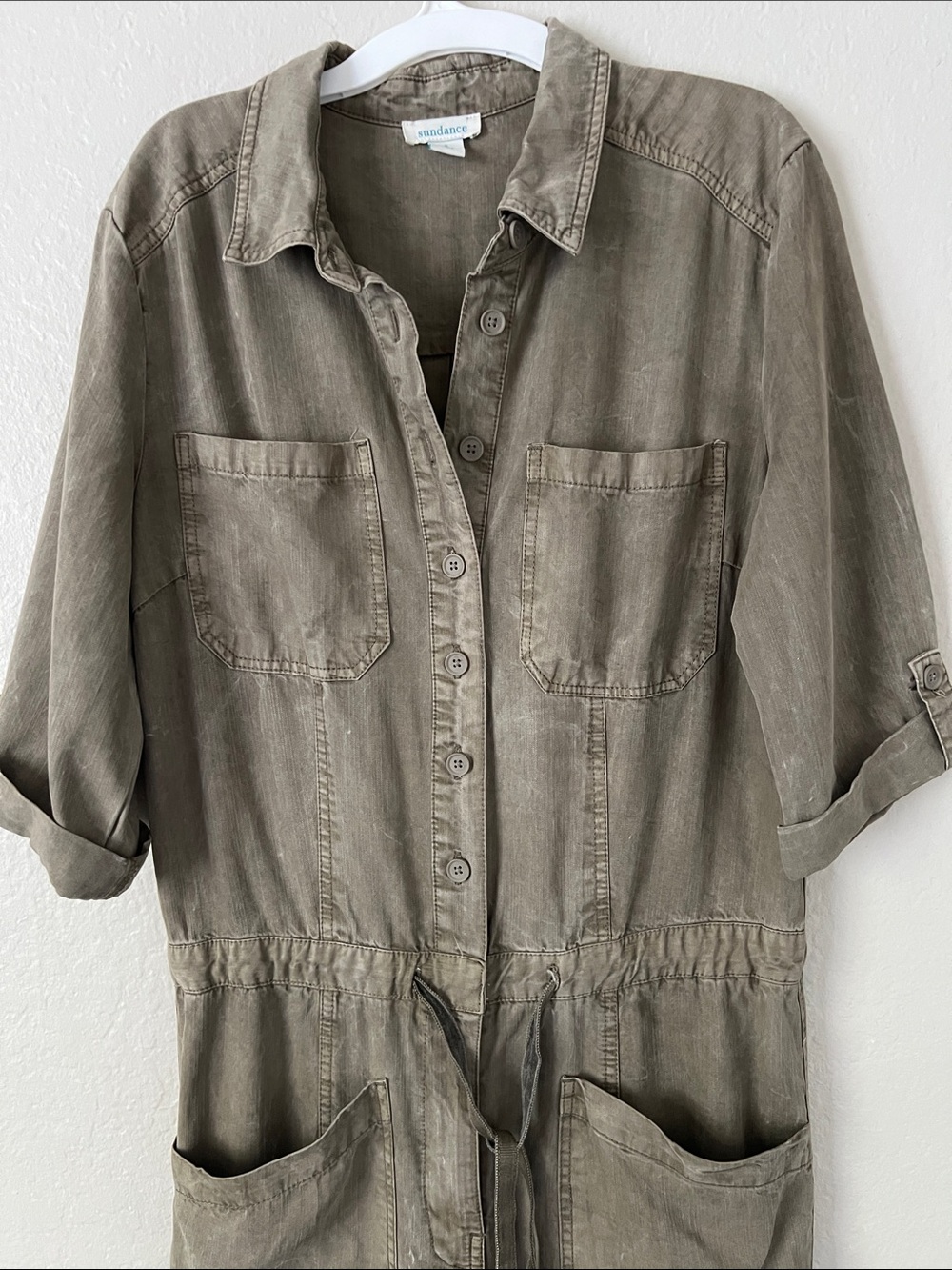 NWOT Sundance Wayside Cargo Utility Jumpsuit Vintage Wash Green Sage Size S - Picture 9 of 12